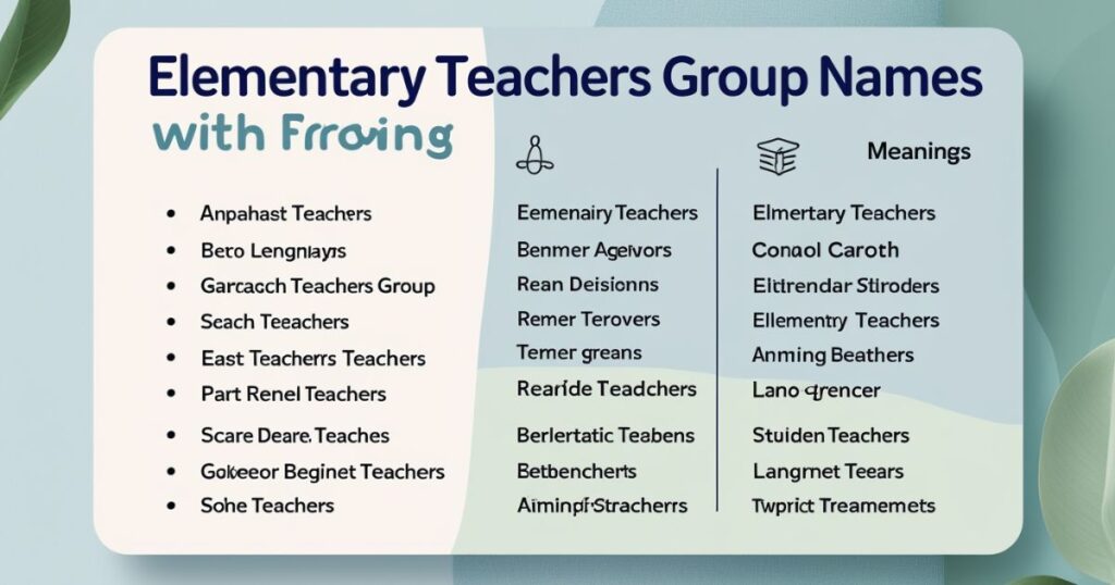 Elementary Teachers Group Names(with meanings)
